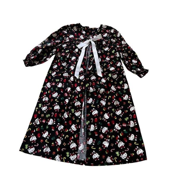 HELLO KITTY Christmas Kids fabric Open Robe Pajama size 7-8 - Picture 1 of 7